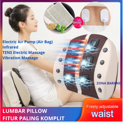 Lumbar Pillow Terapi relaksasi Saraf Kejepit Low Back Pain Bantal Pinggang Leher Electric Air Pump Air bag Infrared Heating TENS Vibration Massage